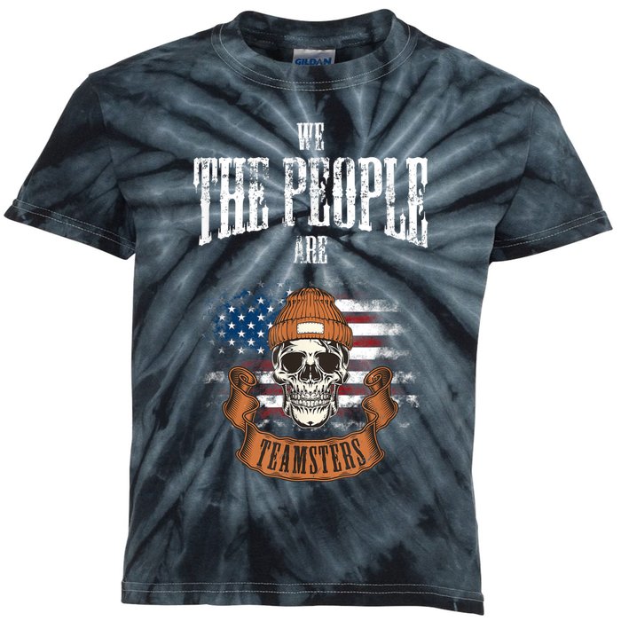 We The People Are Teamsters Union Laborer USA Flag Kids Tie-Dye T-Shirt