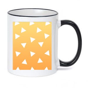 White Triangles Pattern Graphic 11oz Black Color Changing Mug