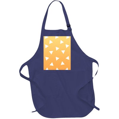 White Triangles Pattern Graphic Full-Length Apron With Pockets