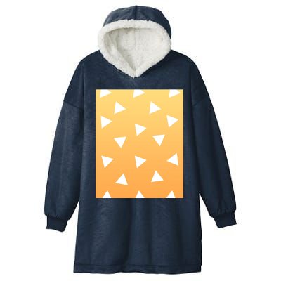 White Triangles Pattern Graphic Hooded Wearable Blanket