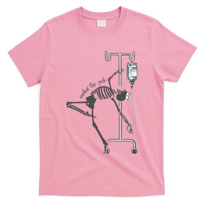 Working The Pole Funny Nurse Dancing Skeleton T-Shirt