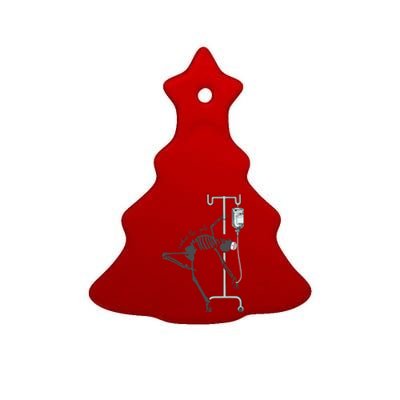 Working The Pole Funny Nurse Dancing Skeleton Ceramic Tree Ornament