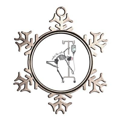 Working The Pole Funny Nurse Dancing Skeleton Metallic Star Ornament