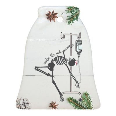 Working The Pole Funny Nurse Dancing Skeleton Ceramic Bell Ornament