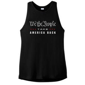 We The People Take America Back Trump 2024 Patriotic Quote Ladies PosiCharge Tri-Blend Wicking Tank