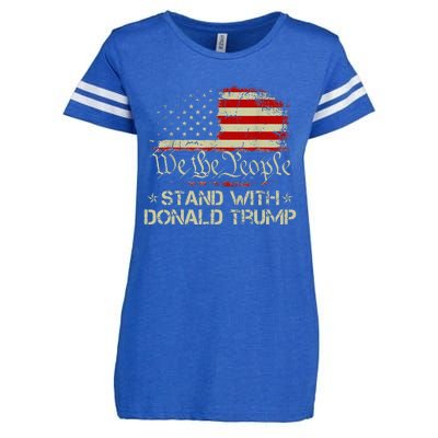 We The People Stand With Donald Trump 2024 American Flag Enza Ladies Jersey Football T-Shirt