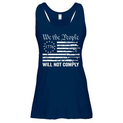 We The People Will Not Comply Funny USA Patriotic Gun Flag Ladies Essential Flowy Tank