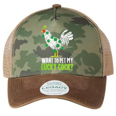 Want To Pet My Lucky Cock Funny St Patrick Day Legacy Tie Dye Trucker Hat