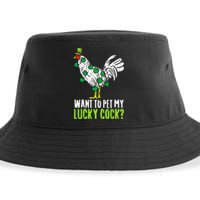 Want To Pet My Lucky Cock Funny St Patrick Day Sustainable Bucket Hat