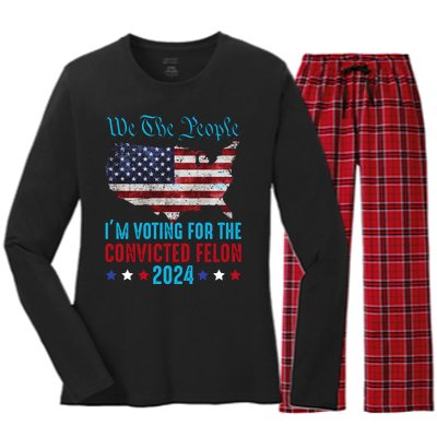 We The People Are Voting For The Felon Trump 2024 Women's Long Sleeve Flannel Pajama Set 