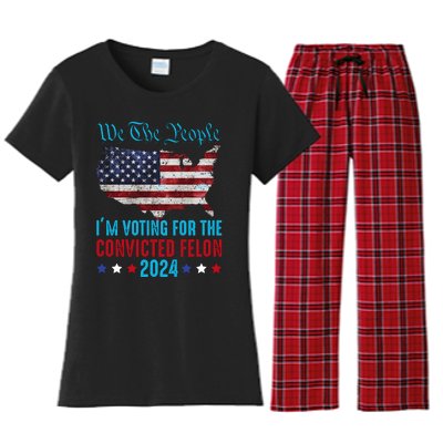 We The People Are Voting For The Felon Trump 2024 Women's Flannel Pajama Set