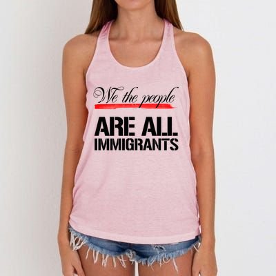 We The People Are All Immigrants Women's Knotted Racerback Tank