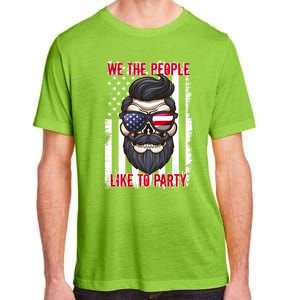 We The People Like To Party 4th Of July American Beard Skull Gift Adult ChromaSoft Performance T-Shirt