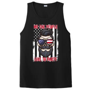 We The People Like To Party 4th Of July American Beard Skull Gift PosiCharge Competitor Tank