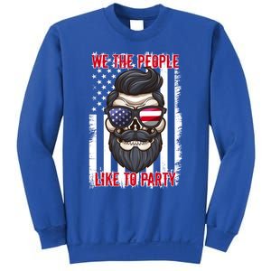 We The People Like To Party 4th Of July American Beard Skull Gift Sweatshirt