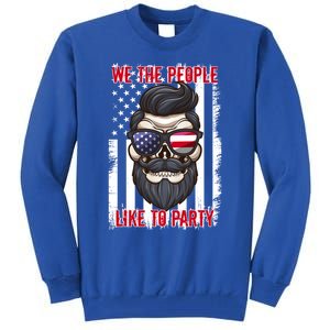 We The People Like To Party 4th Of July American Beard Skull Gift Tall Sweatshirt