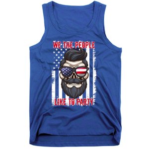 We The People Like To Party 4th Of July American Beard Skull Gift Tank Top