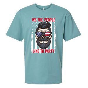 We The People Like To Party 4th Of July American Beard Skull Gift Sueded Cloud Jersey T-Shirt