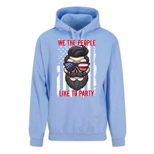 We The People Like To Party 4th Of July American Beard Skull Gift Unisex Surf Hoodie