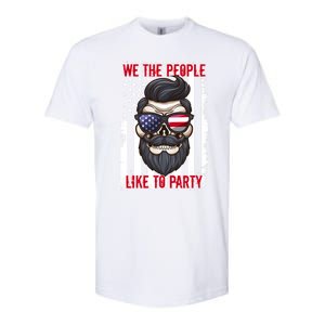 We The People Like To Party 4th Of July American Beard Skull Gift Softstyle CVC T-Shirt