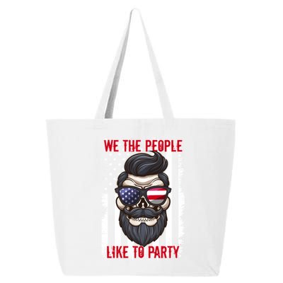 We The People Like To Party 4th Of July American Beard Skull Gift 25L Jumbo Tote