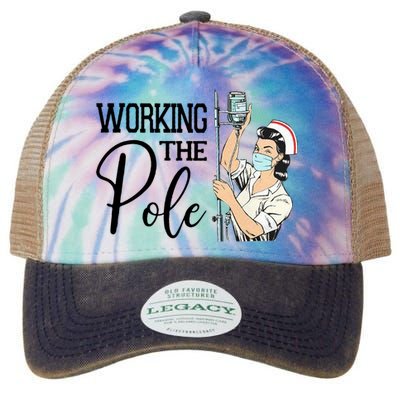 Working The Pole Funny Er Nurse Life Emergency Room Nursing Gift Legacy Tie Dye Trucker Hat