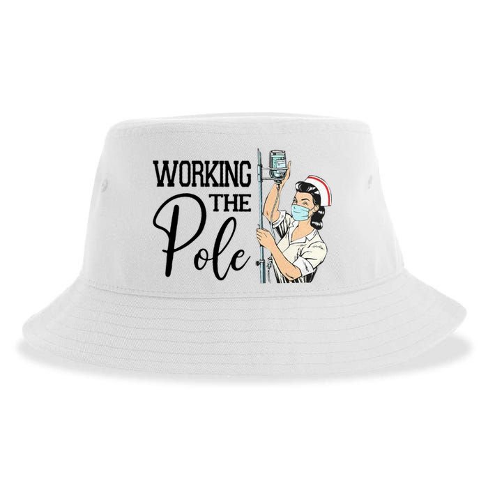 Working The Pole Funny Er Nurse Life Emergency Room Nursing Gift Sustainable Bucket Hat