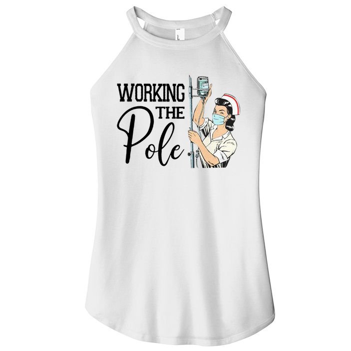 Working The Pole Funny Er Nurse Life Emergency Room Nursing Gift Women's Perfect Tri Rocker Tank