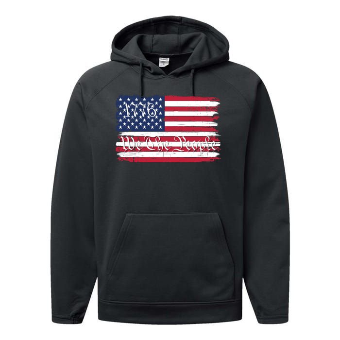 We The People 1776 Patriotic American Conservative US Constitution American Performance Fleece Hoodie