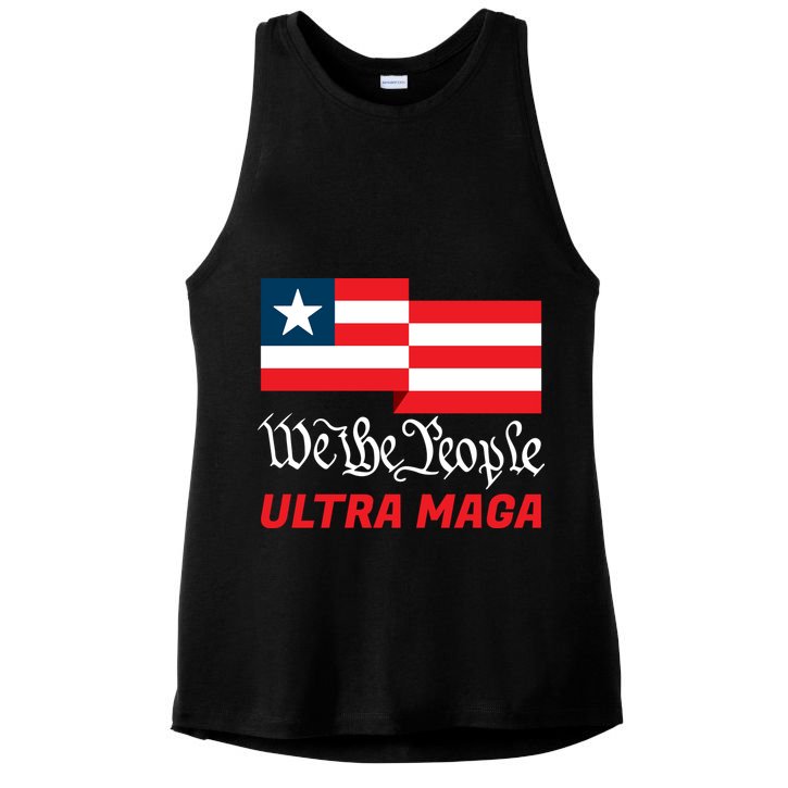 We The People Ultra MAGA Trump 2024 Anti Biden Ladies PosiCharge Tri-Blend Wicking Tank