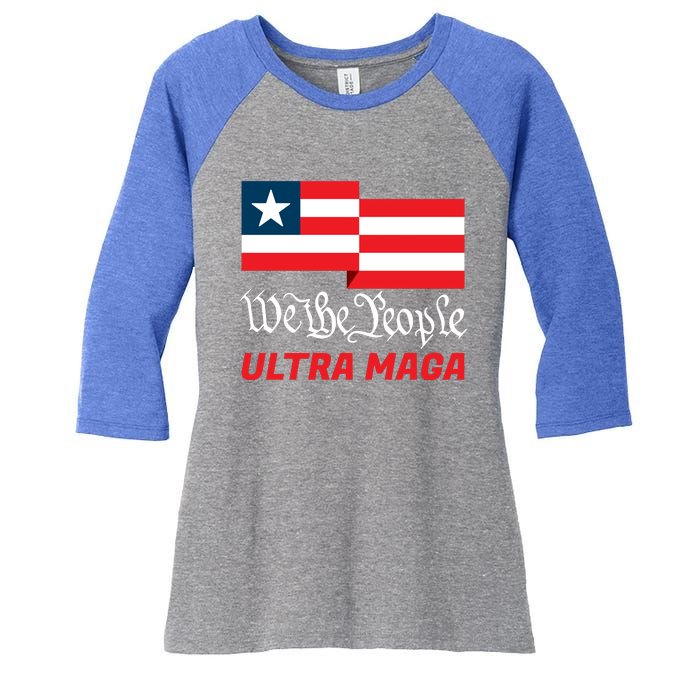 We The People Ultra MAGA Trump 2024 Anti Biden Women's Tri-Blend 3/4-Sleeve Raglan Shirt