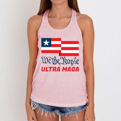 We The People Ultra MAGA Trump 2024 Anti Biden Women's Knotted Racerback Tank