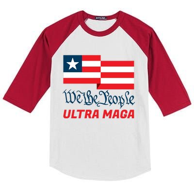 We The People Ultra MAGA Trump 2024 Anti Biden Kids Colorblock Raglan Jersey