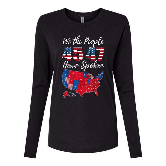 We The People Have Spoken Usa Election 2024 Map Trump 2024 Womens Cotton Relaxed Long Sleeve T-Shirt