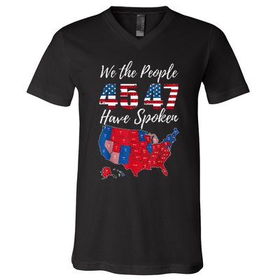 We The People Have Spoken Usa Election 2024 Map Trump 2024 V-Neck T-Shirt