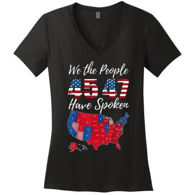 We The People Have Spoken Usa Election 2024 Map Trump 2024 Women's V-Neck T-Shirt