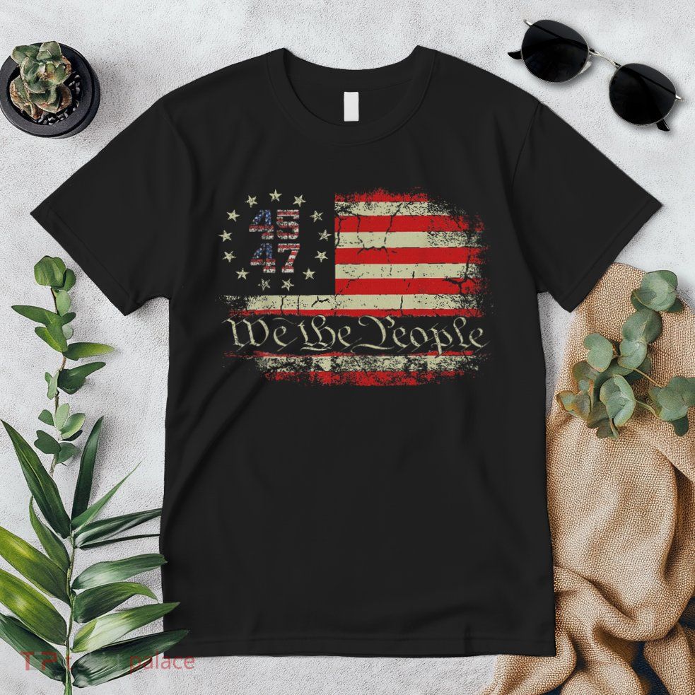 We The People Distressed Retro Flag 45 47 Trump Supporter Premium T-Shirt