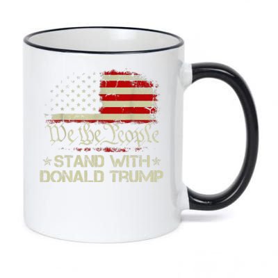 We The People Stand With Donald Trump 2024 American Flag 11oz Black Color Changing Mug