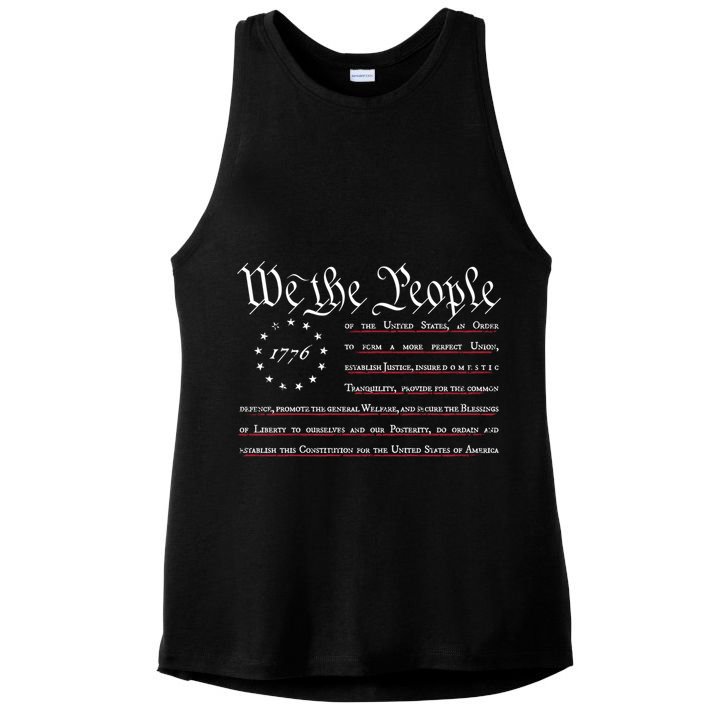 We The People Betsy Ross Flag Preamble Of The Constitution Gift Ladies PosiCharge Tri-Blend Wicking Tank