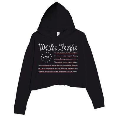 We The People Betsy Ross Flag Preamble Of The Constitution Gift Crop Fleece Hoodie