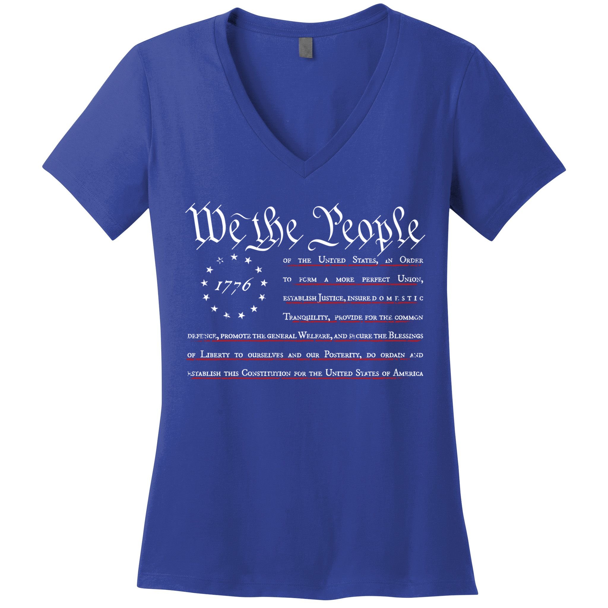 We The People Betsy Ross Flag Preamble Of The Constitution Gift Women's V-Neck T-Shirt