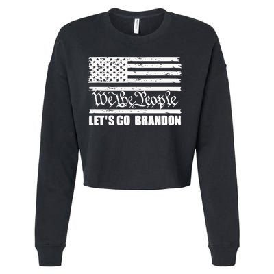 We The People Lets Go Brandon Usa Flag Cropped Pullover Crew