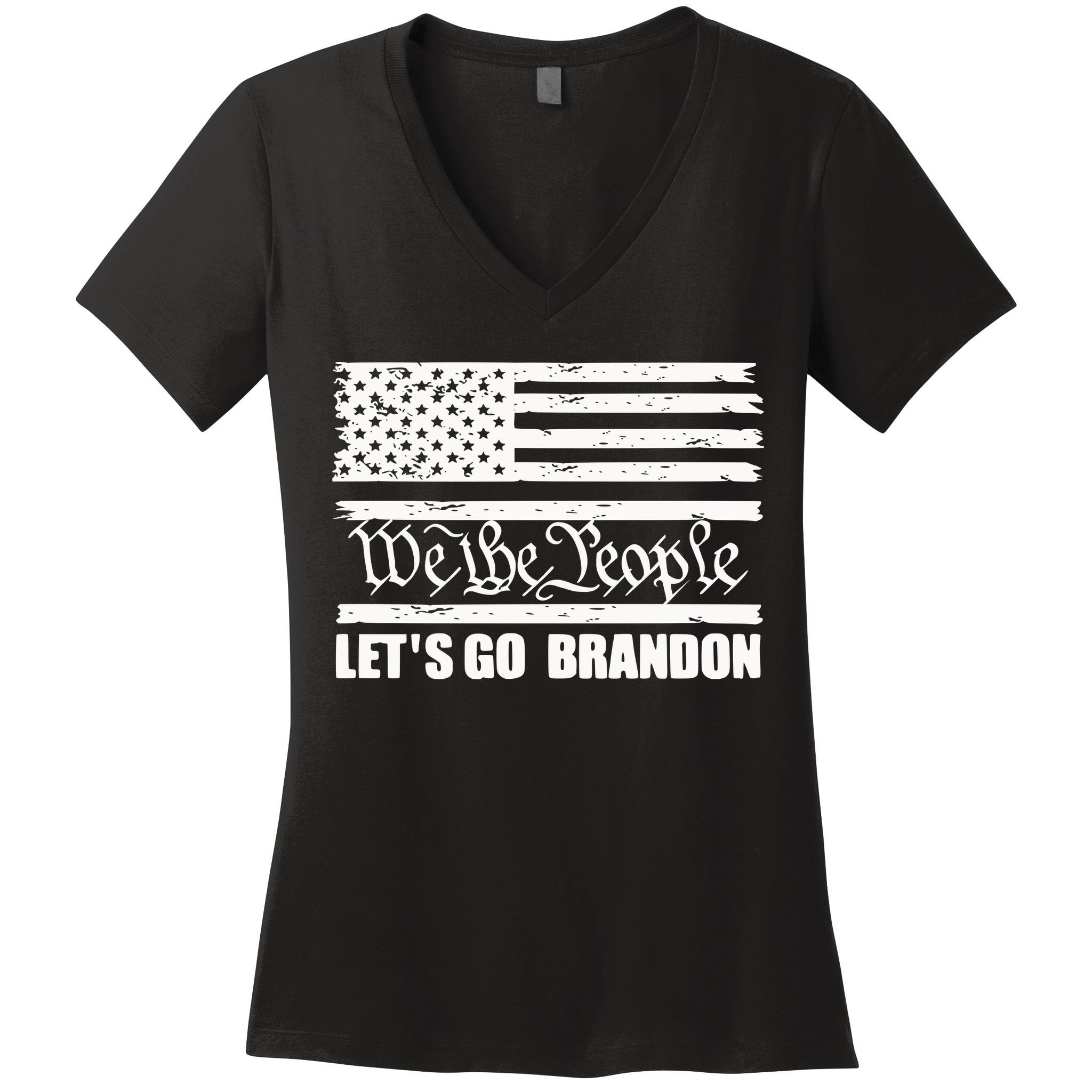We The People Lets Go Brandon Usa Flag Women's V-Neck T-Shirt