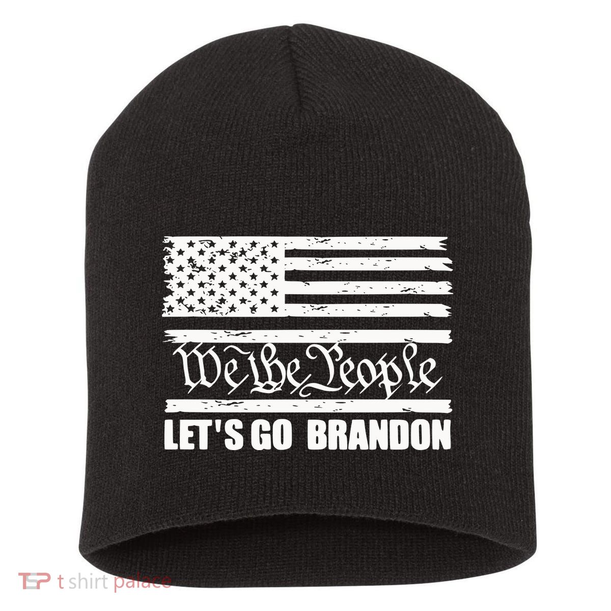 We The People Lets Go Brandon Usa Flag Short Acrylic Beanie