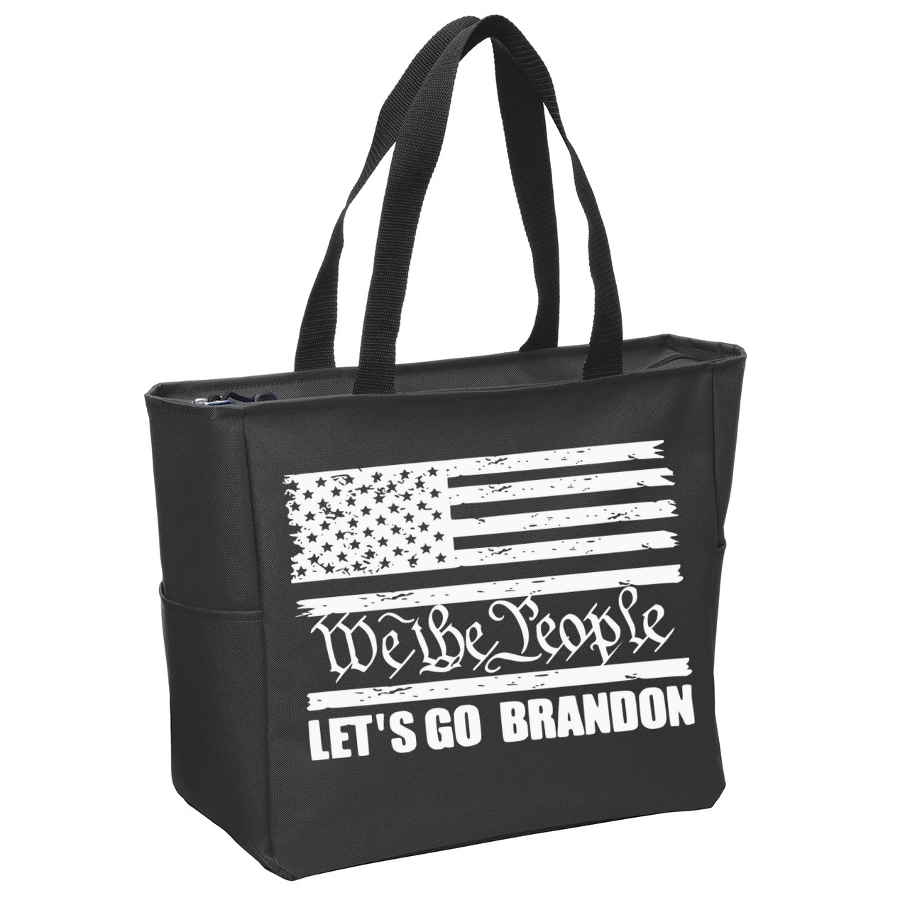 We The People Lets Go Brandon Usa Flag Zip Tote Bag