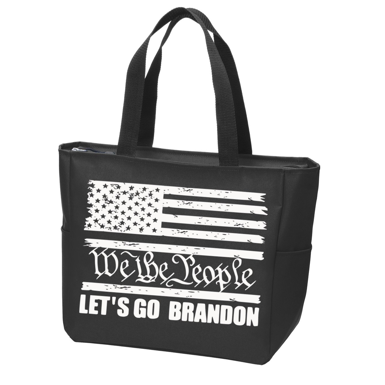 We The People Lets Go Brandon Usa Flag Zip Tote Bag