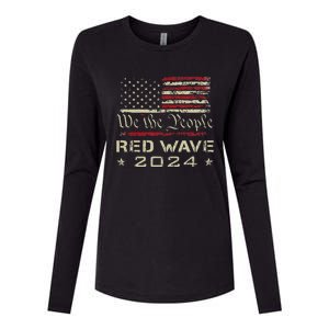 We The People Red Wave 2024 Election Republican Usa Flag Womens Cotton Relaxed Long Sleeve T-Shirt