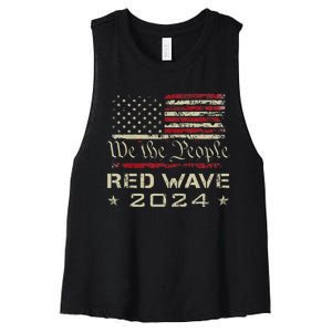 We The People Red Wave 2024 Election Republican Usa Flag Women's Racerback Cropped Tank