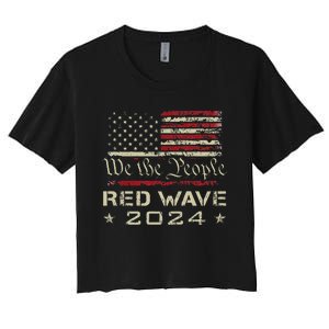 We The People Red Wave 2024 Election Republican Usa Flag Women's Crop Top Tee