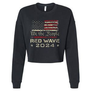 We The People Red Wave 2024 Election Republican Usa Flag Cropped Pullover Crew